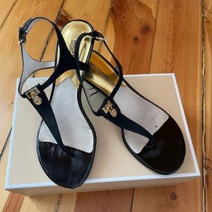 Michael Kors Size 8 Black Patent Hamilton Sandals
